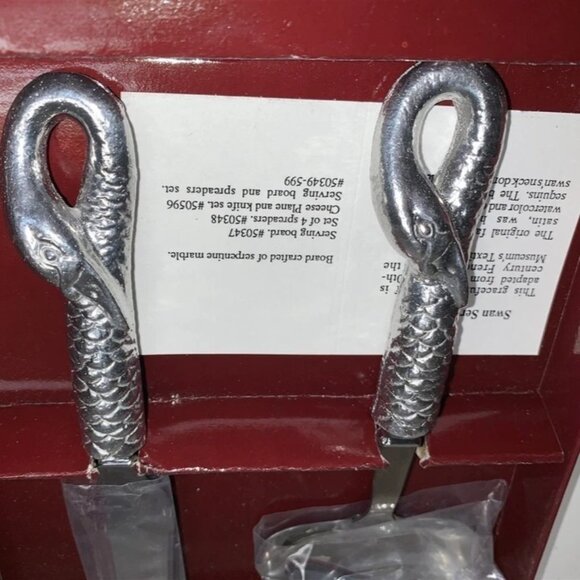 Arthur Court California Designer Swan Cheese Plane & Knife Set Museum Fine Art - Picture 3 of 4